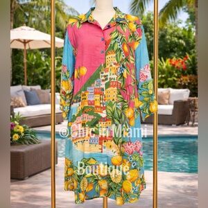 Antica Sartoria Lemon Amalfi Coastline Shirtdress